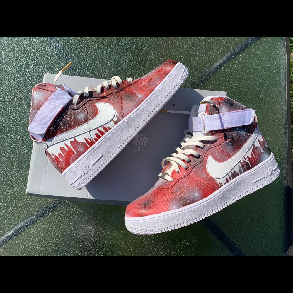 [NWT]Custom Red Galaxy Drip AF1 (offers accepted!)